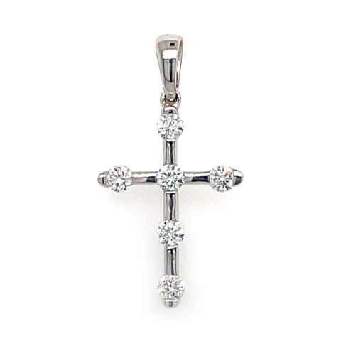 18K White Gold Diamond Cross Pendant