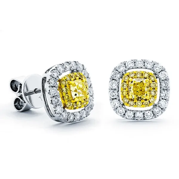 18K Two-Tone Yellow Diamond Earrings