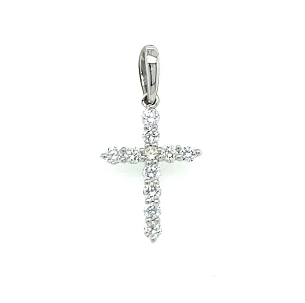 18K White Gold Diamond Cross Pendant