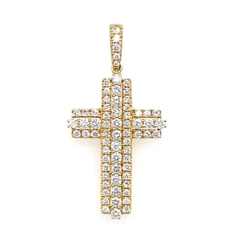18K Yellow Gold Diamond Cross Pendant
