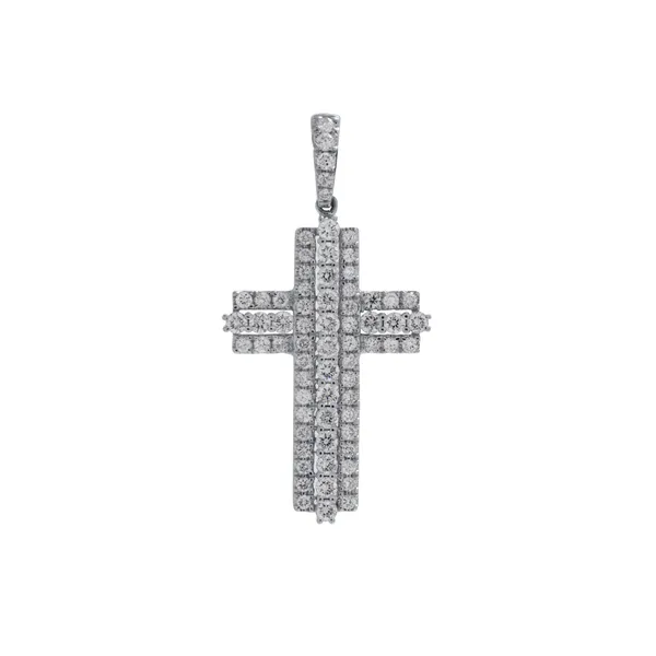 18K White Gold Diamond Cross Pendant