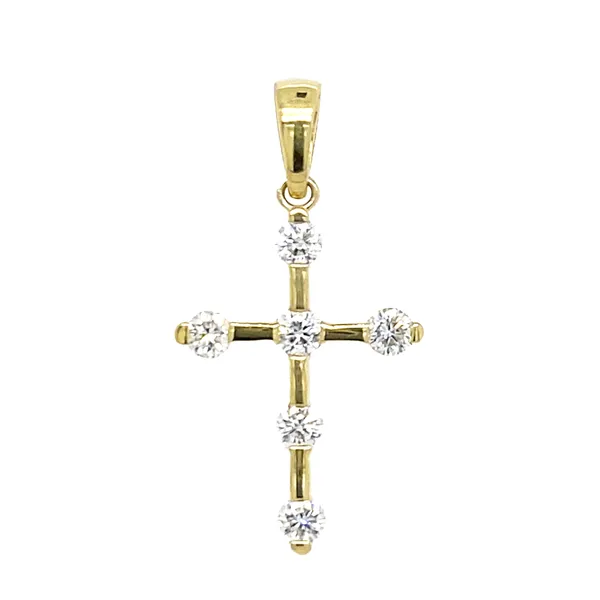 18K Yellow Gold Diamond Cross Pendant