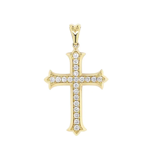 18K Yellow Gold Diamond Cross Pendant