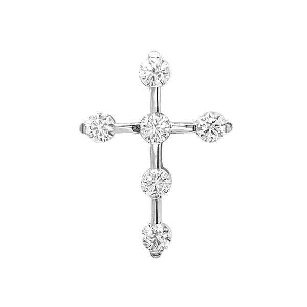 18K White Gold Diamond Cross Pendant