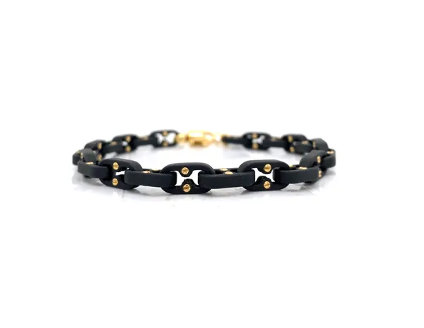 Black Titanium and 18K Yellow Gold Men’s Bracelet