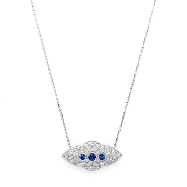 18K White Gold Sapphire Necklace