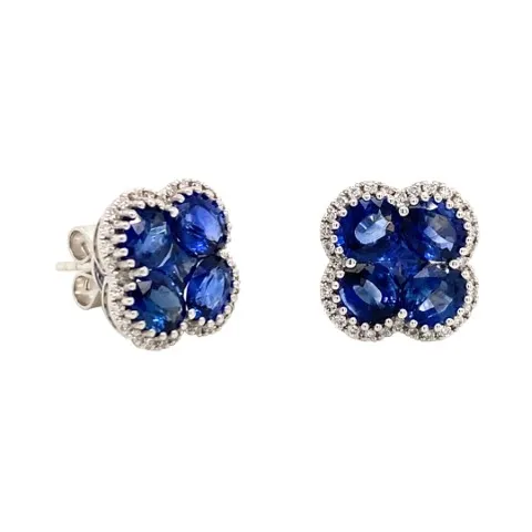 18K White Gold Sapphire Earrings