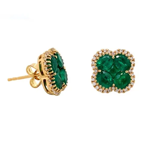 18K Yellow Gold Emerald Earrings