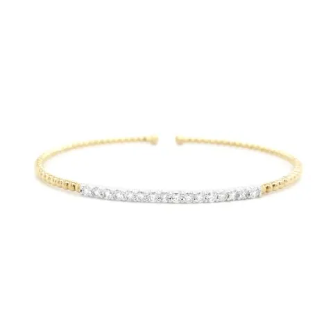 14K Two-Tone Gold Diamond Bangle