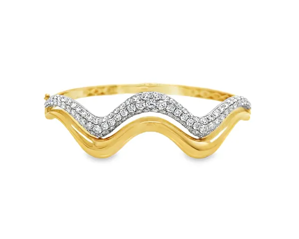 18K Two-Tone Gold Diamond Bangle