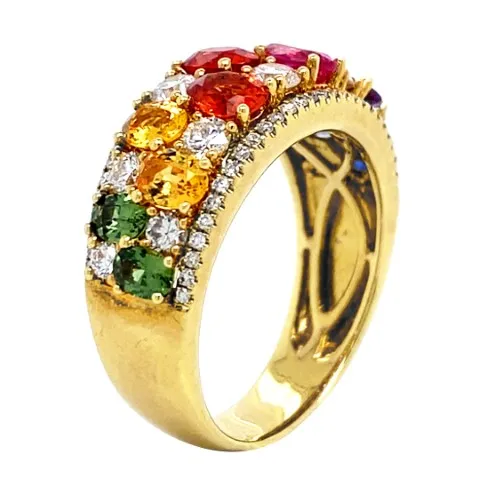 18K Yellow Gold Fancy Sapphire Band