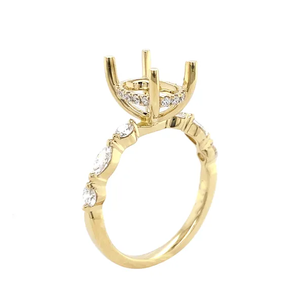 18K White Gold Semi Mount Ring Set