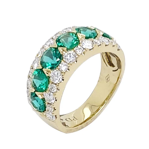 18K Yellow Gold Emerald Band
