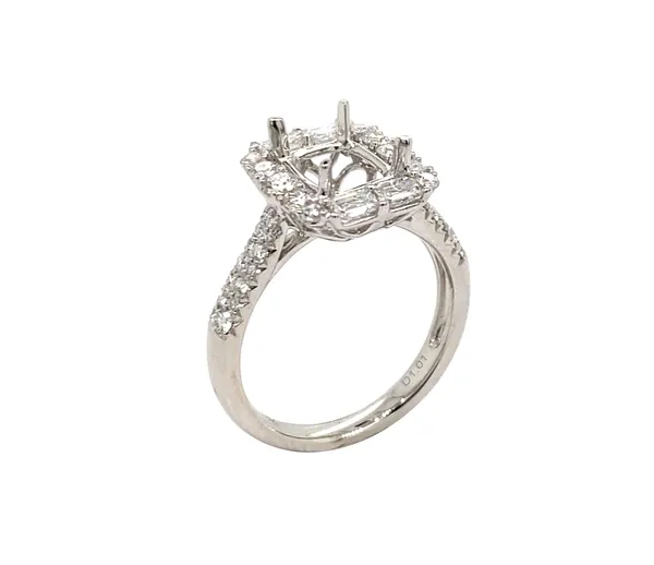 18K White Gold Semi Mount Ring