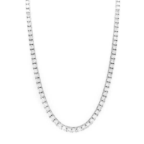 18K White Gold Tennis Necklace