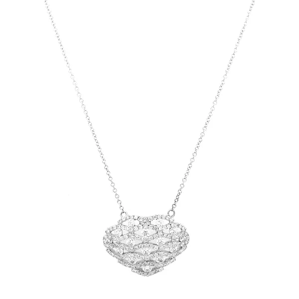 18K White Gold Heart Necklace