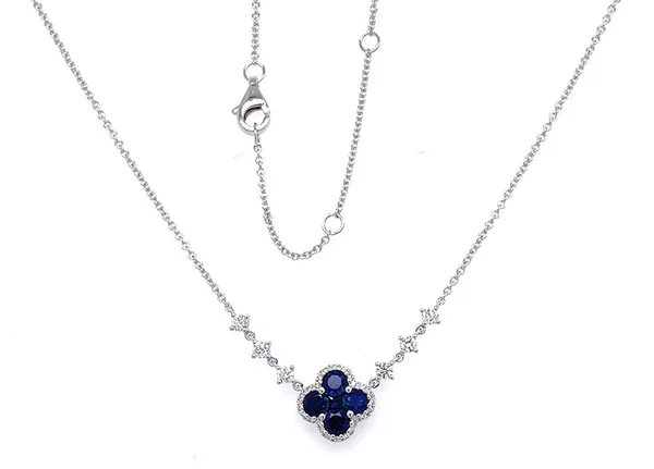 18K White Gold Sapphire Necklace