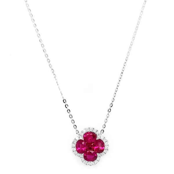 18K White Gold Ruby Necklace