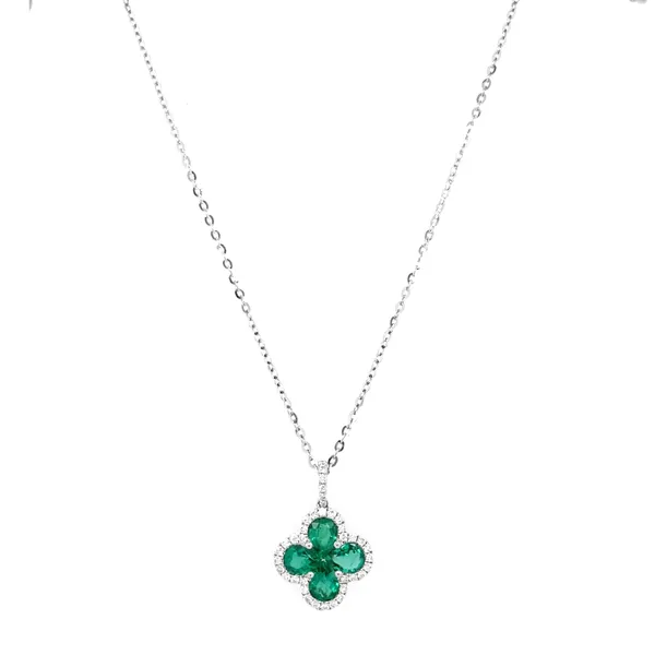 18K White Gold Emerald Necklace