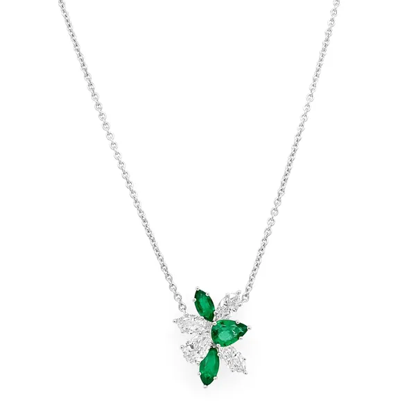 18K White Gold Emerald Necklace
