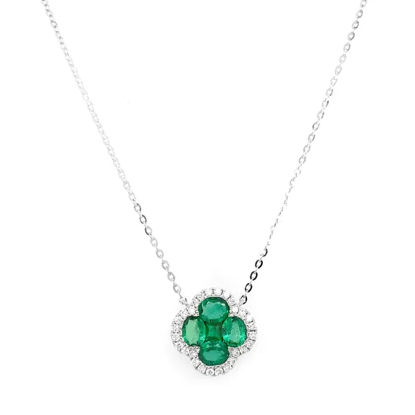18K White Gold Emerald Necklace