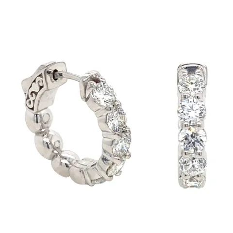 18K White Gold Huggie Earrings