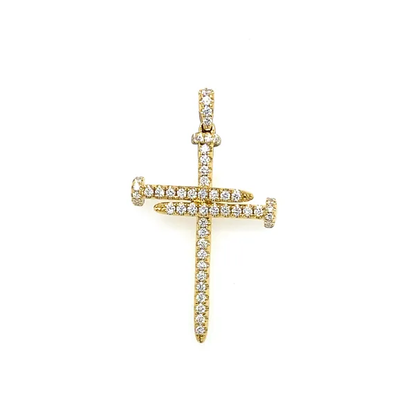 18K Yellow Gold Diamond Cross Pendant