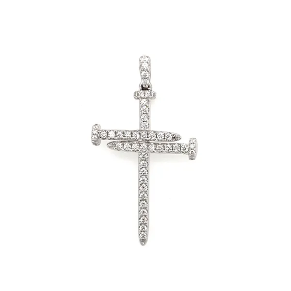 18K White Gold Diamond Cross Pendant