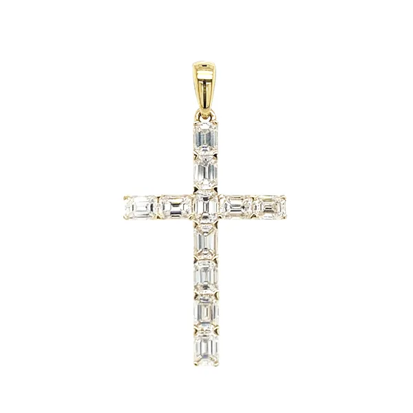 18K Yellow Gold Diamond Cross Pendant