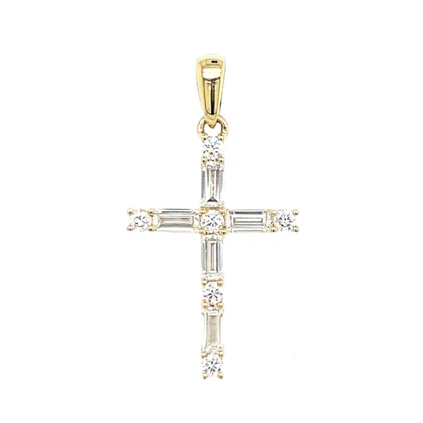18K Yellow Gold Diamond Cross Pendant