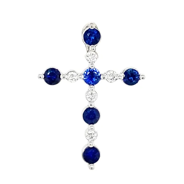 18K White Gold Sapphire Cross Pendant