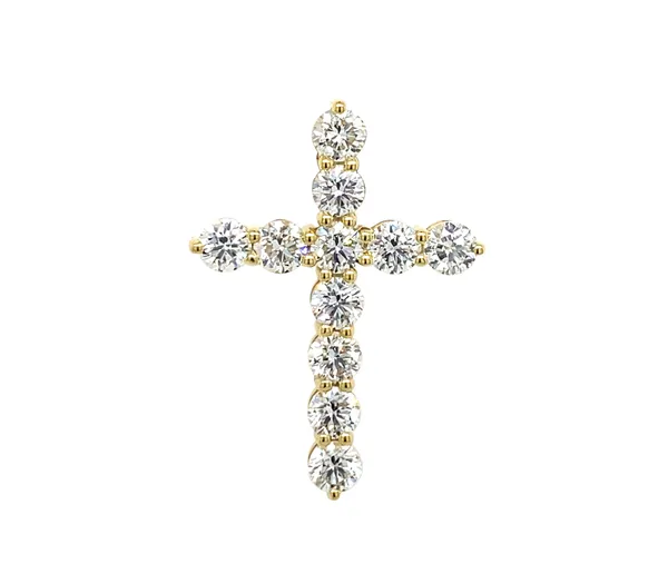 18K Yellow Gold Diamond Cross Pendant