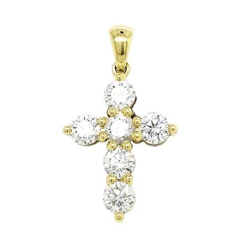 18K Yellow Gold Diamond Cross Pendant
